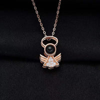 Elegant Angel Diamond Necklace with Projection Feature - Photo Projection Unique Gift