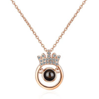 Dazzling Crown Diamond Projection Gem Necklace - Photo Projection Unique Gift