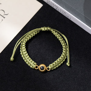 Simple and Grand Braided Rope with Ball Bead Design Projection Gem Bracelet - Photo Projection Unique Gift