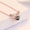 Trendy Simple Round with Deer Design Projection Gem Necklace - Photo Projection Unique Gift