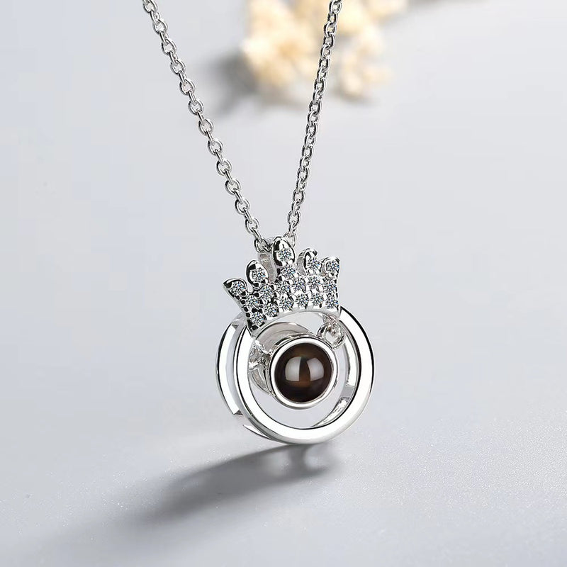 Dazzling Crown Diamond Projection Gem Necklace - Photo Projection Unique Gift