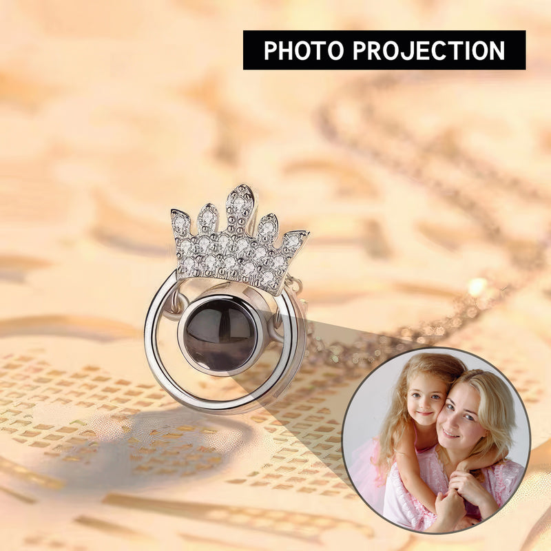 Dazzling Crown Diamond Projection Gem Necklace - Photo Projection Unique Gift