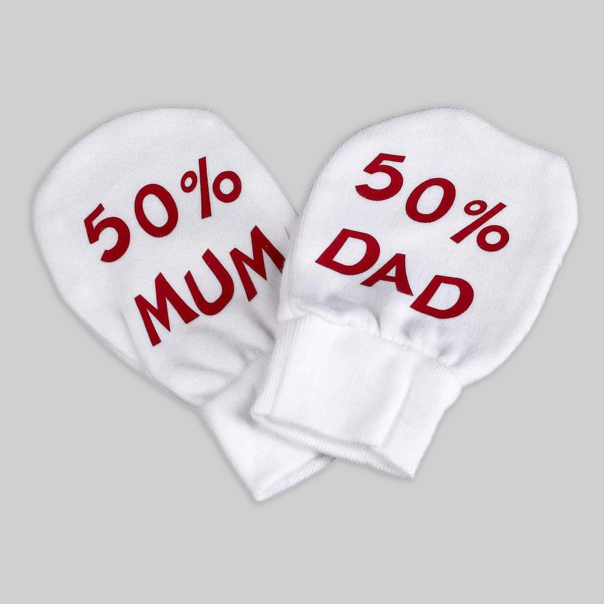 50% Mum & 50% Dad 100% Cotton Scratch Mittens