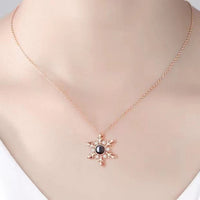 Exquisite and Regal Snowflake Inlaid Zircon Design Projection Gem Necklace - Photo Projection Unique Gift