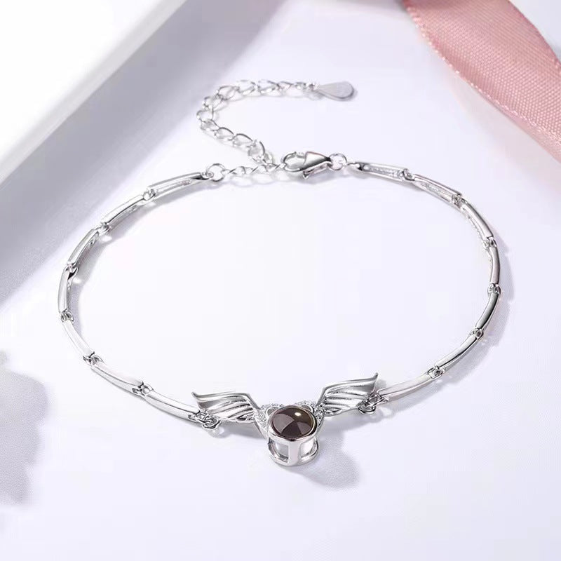 Noble and Fashionable Angel Wings Projection Gem Bracelet - Photo Projection Unique Gift