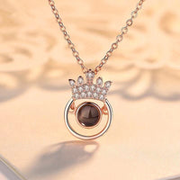 Dazzling Crown Diamond Projection Gem Necklace - Photo Projection Unique Gift