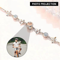 Elegant Four-Leaf Clover Bracelet with Projection Gem - Photo Projection Unique Gift