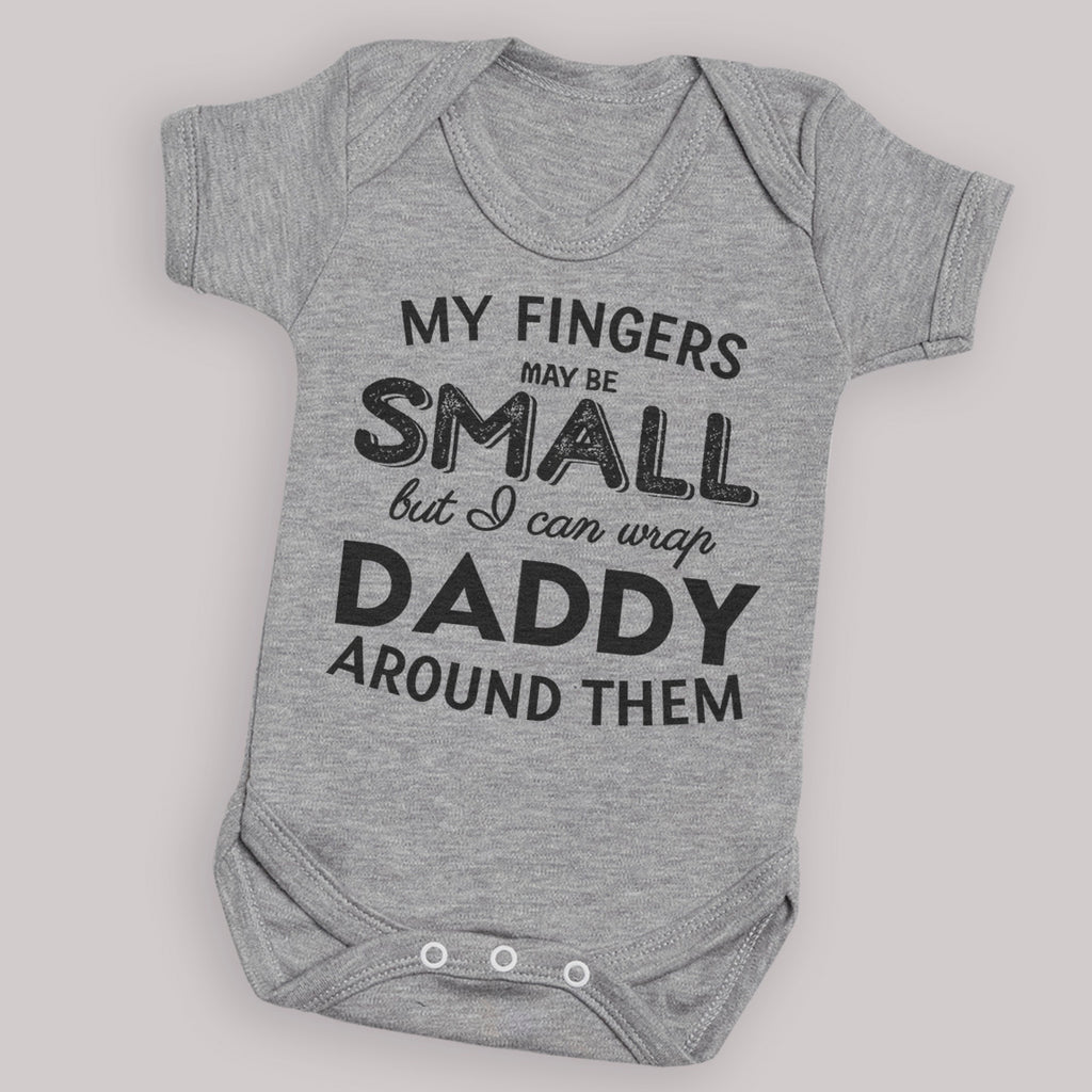 My Fingers Maybe Small But - Baby Bodysuit Grey - Newborn to 24 Months