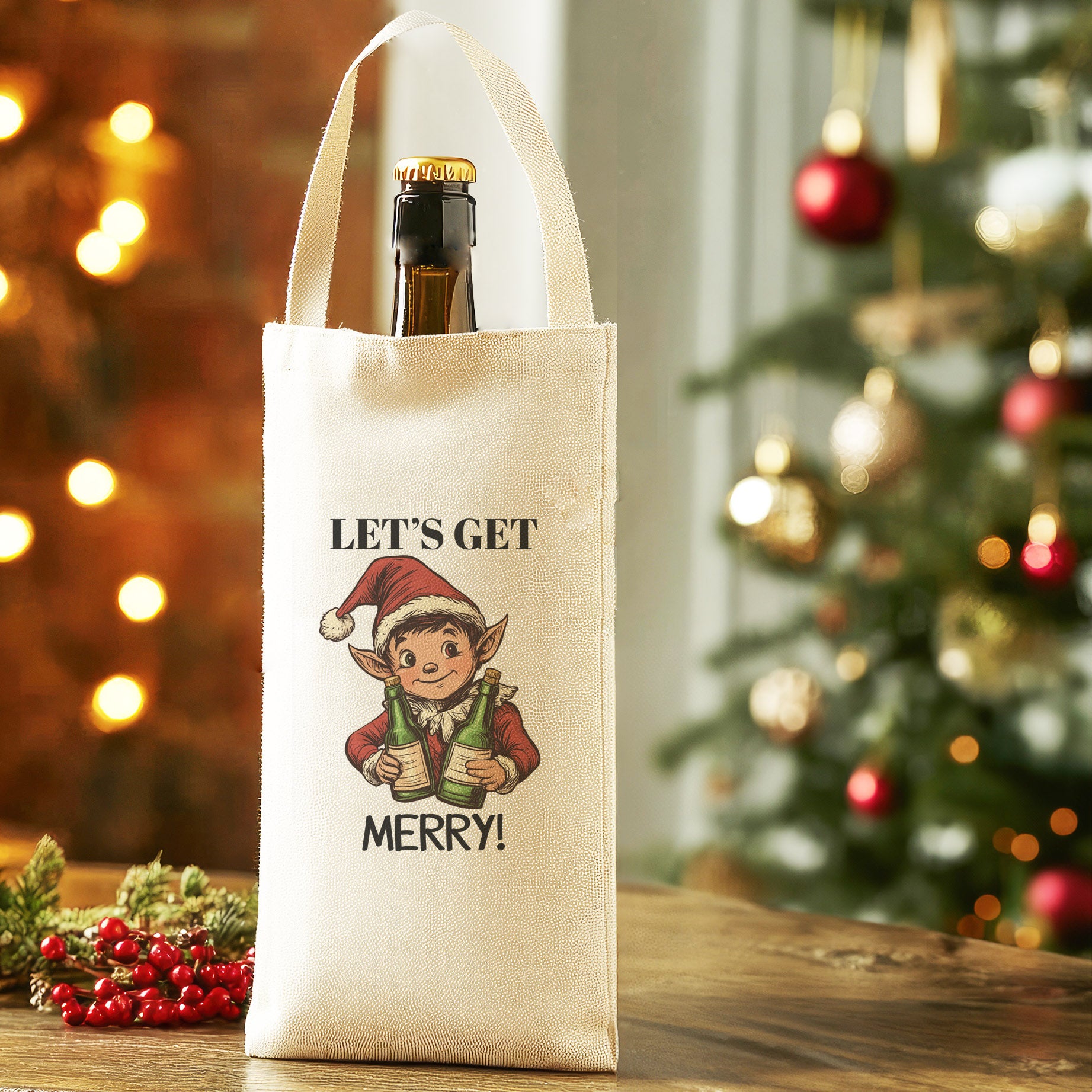 Let's Get Merry! - Christmas Bottle Bag