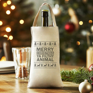 Merry Christmas Ya Filthy Animal - Christmas Bottle Bag