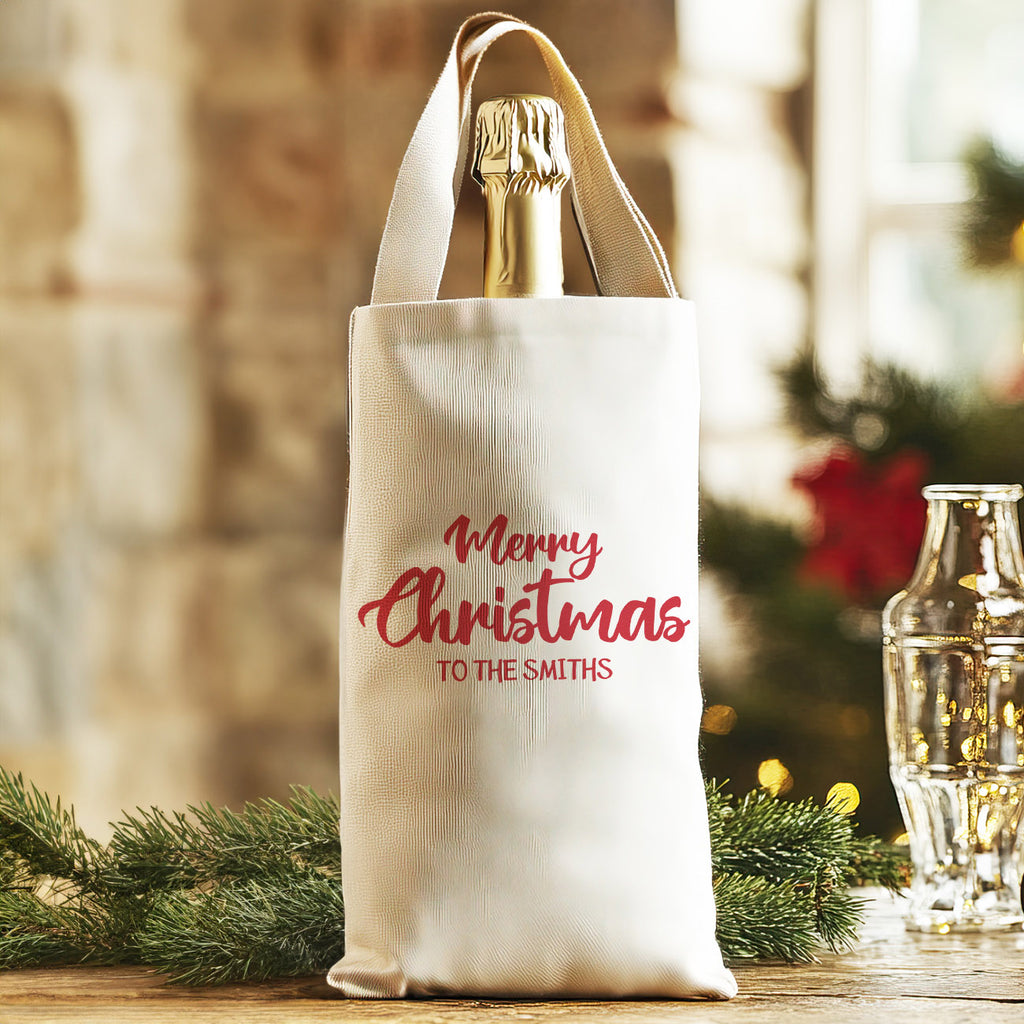 PERSONALISED - Merry Christmas To The - Christmas Bottle Bag