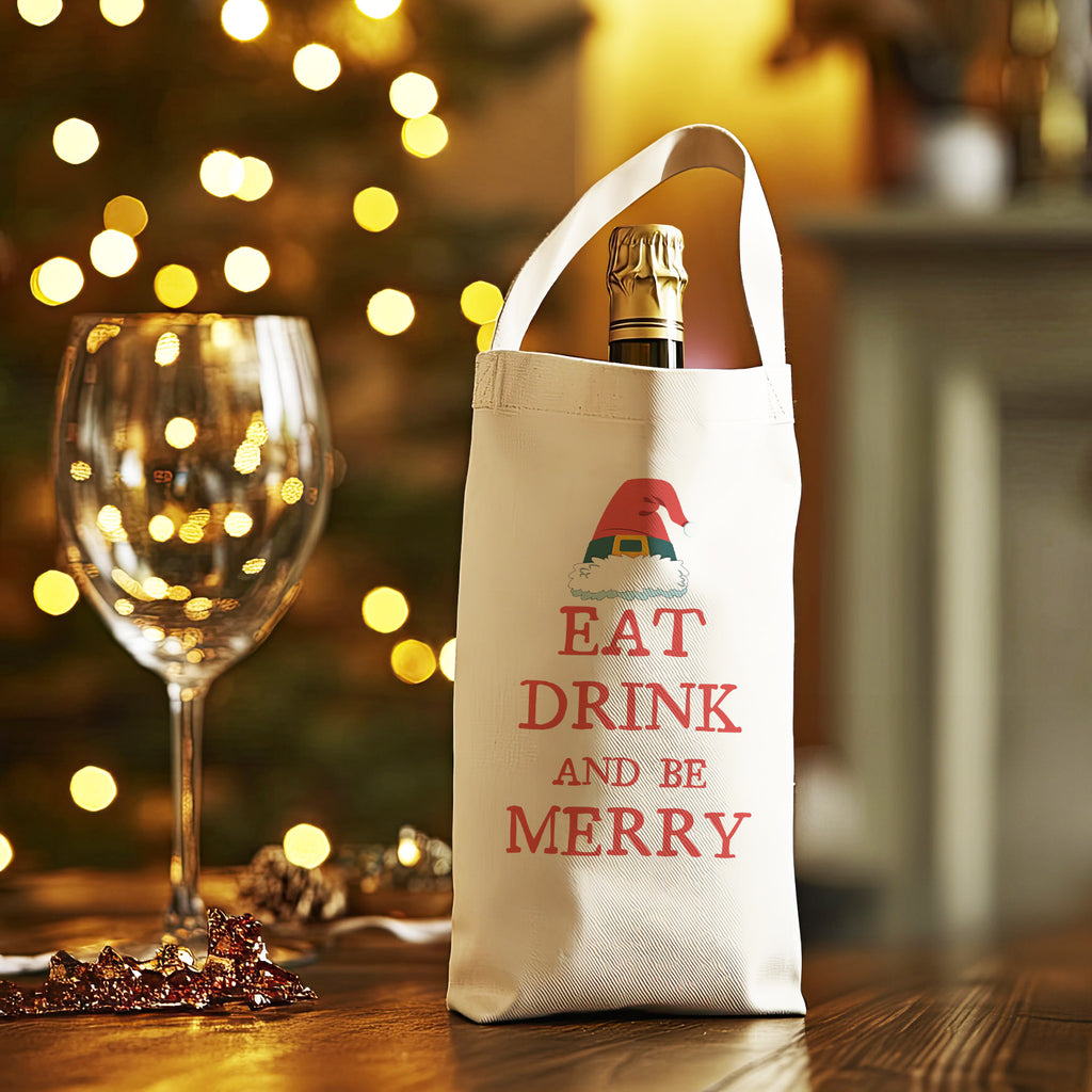 Eat Drink And Be Merry - Christmas Bottle Bag