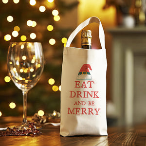 Eat Drink And Be Merry - Christmas Bottle Bag