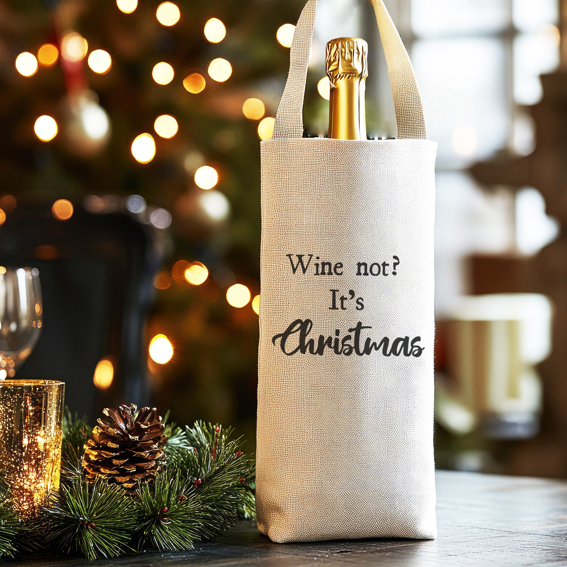 Wine Not? It's Christmas - Christmas Bottle Bag