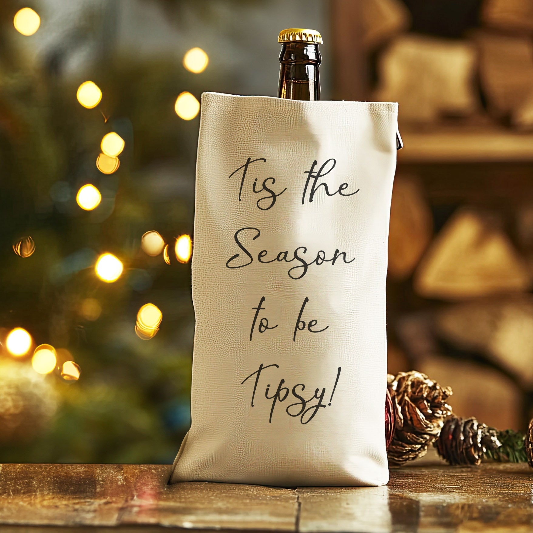 Tis The Season To Be Tipsy Scripted - Christmas Bottle Bag