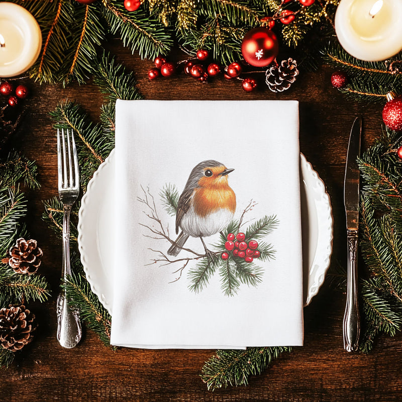 Christmas Robin - Christmas Tea Towel