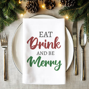 Eat Drink & Be Merry - Christmas Tea Towel