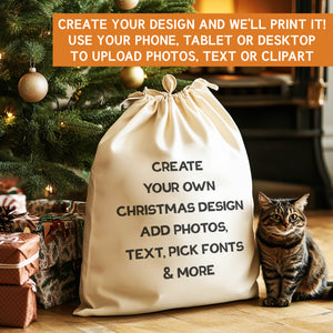 PERSONALISED - Printed Dog & Cat Santa Sack with Text, Photos, anything!