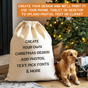 PERSONALISED - Printed Dog & Cat Santa Sack with Text, Photos, anything!