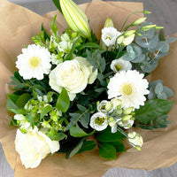 PERSONALISED Classic Whites Hand Tied Box Bouquet - Create Your Own Text Design