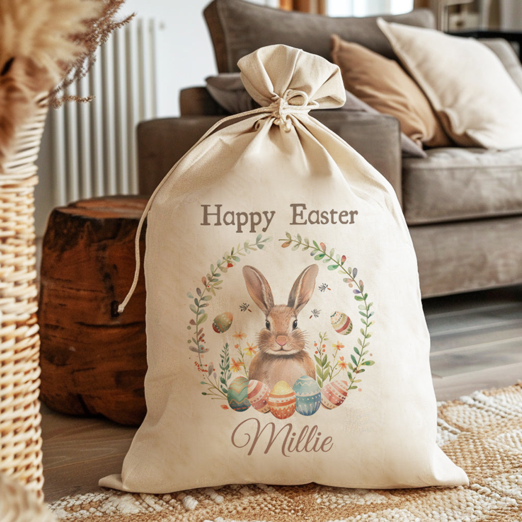 PERSONALISED Happy Easter & Name Handwritten - Easter Gift Sack