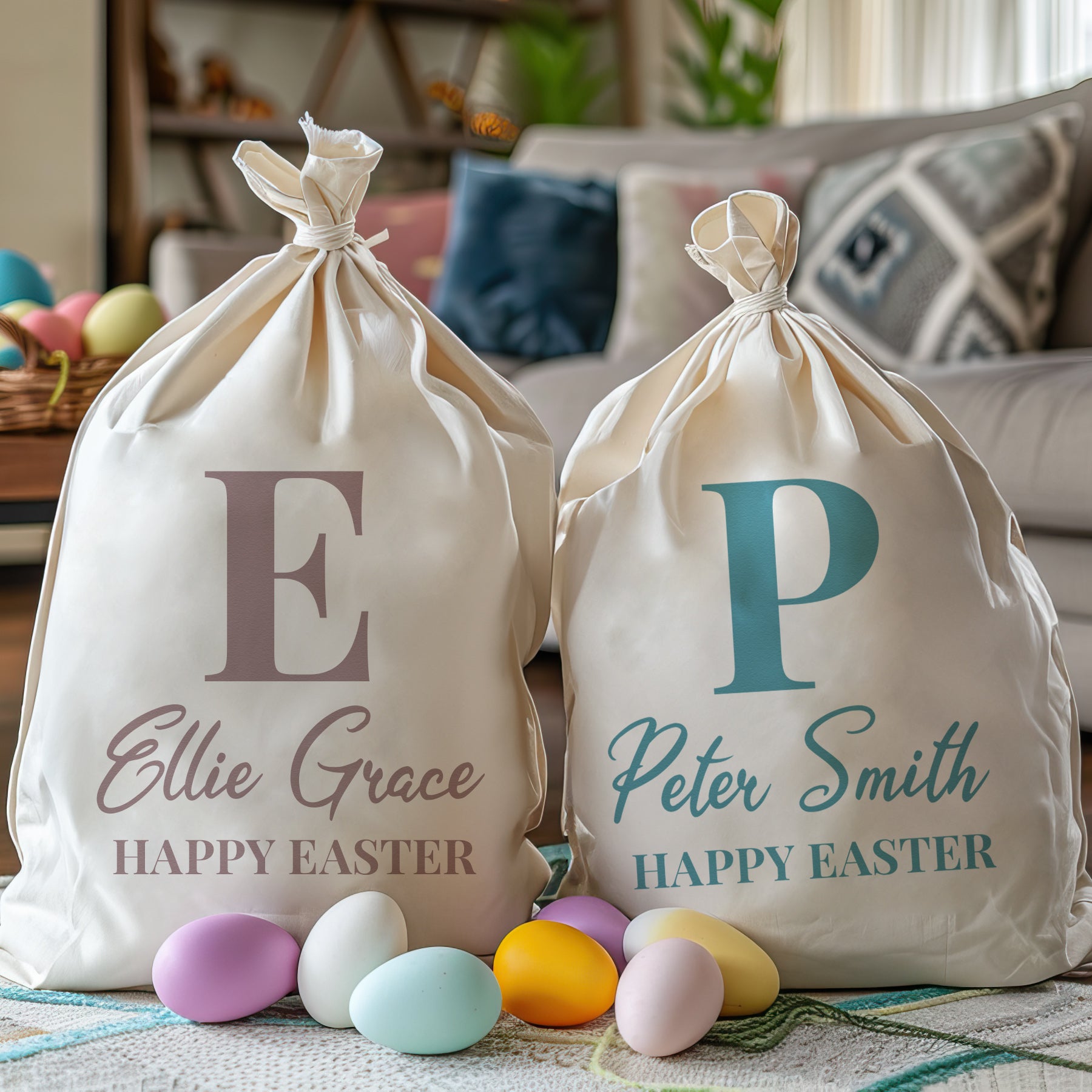 PERSONALISED Full Name & Happy Easter - Easter Gift Sack