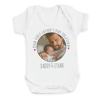 PERSONALISED Our First Father's Day Together, Circular Photo & Text - Baby Bodysuit