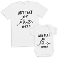 PERSONALISED - Printed Dad T-Shirt & Baby Bodysuit with Text, Photos, anything!