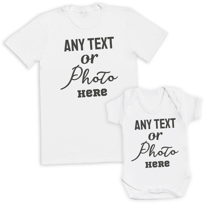 PERSONALISED - Printed Dad T-Shirt & Baby Bodysuit with Text, Photos, anything!