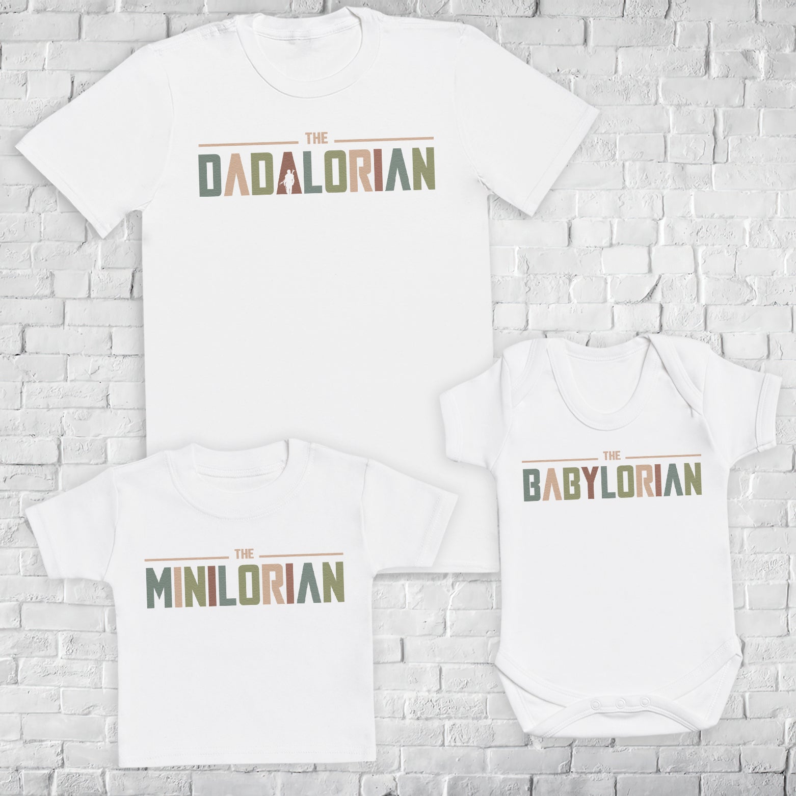 Retro Dadalorian, Babylorian & Minilorian - Baby / Kids T-Shirt & Men's T-Shirt - (Sold Separately)