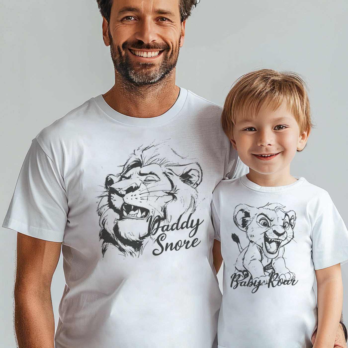 Daddy Snore & Baby Roar - Baby / Kids T-Shirt & Men's T-Shirt - (Sold Separately)