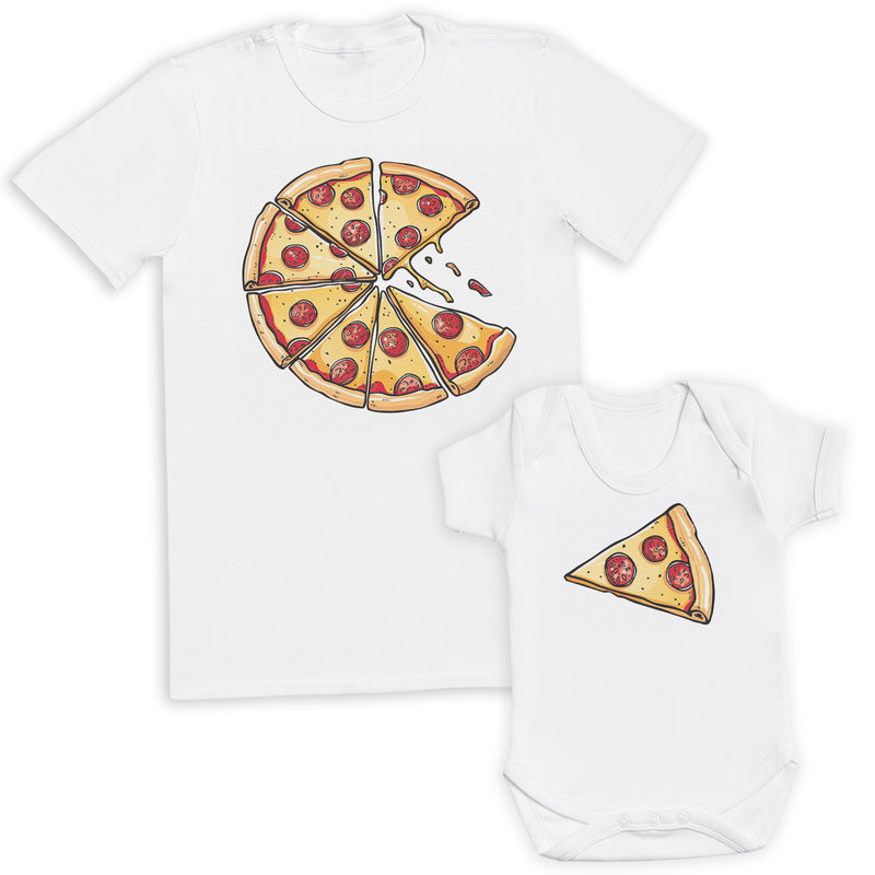 Pizza & Pizza Slice New Design - Baby / Kids T-Shirt & Men's T-Shirt - (Sold Separately)