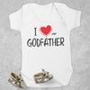 I Love My GodFather Red Heart - Baby Bodysuit