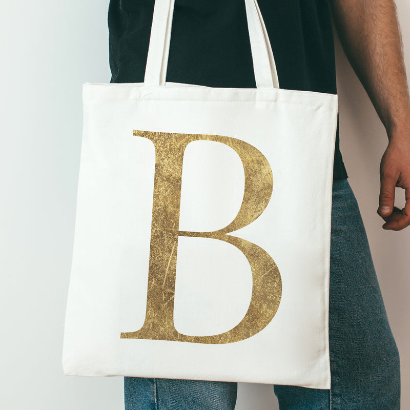 PERSONALISED Gold Initial - Tote Bag