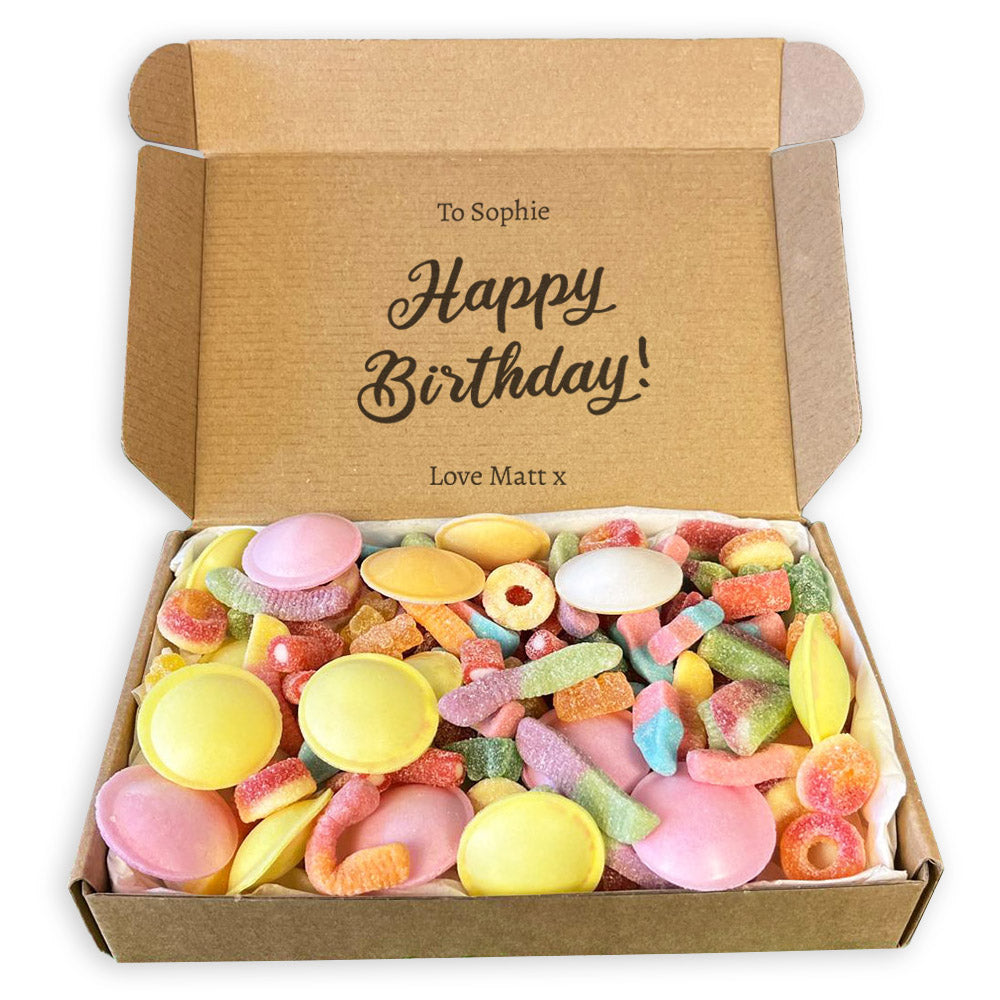 PERSONALISED Happy Birthday Script - Personalised Sweets Box