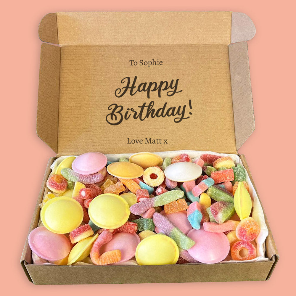 PERSONALISED Happy Birthday Script - Personalised Sweets Box