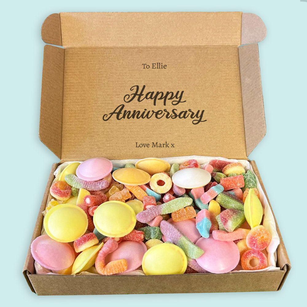 PERSONALISED Happy Anniversary Script - Personalised Sweets Box