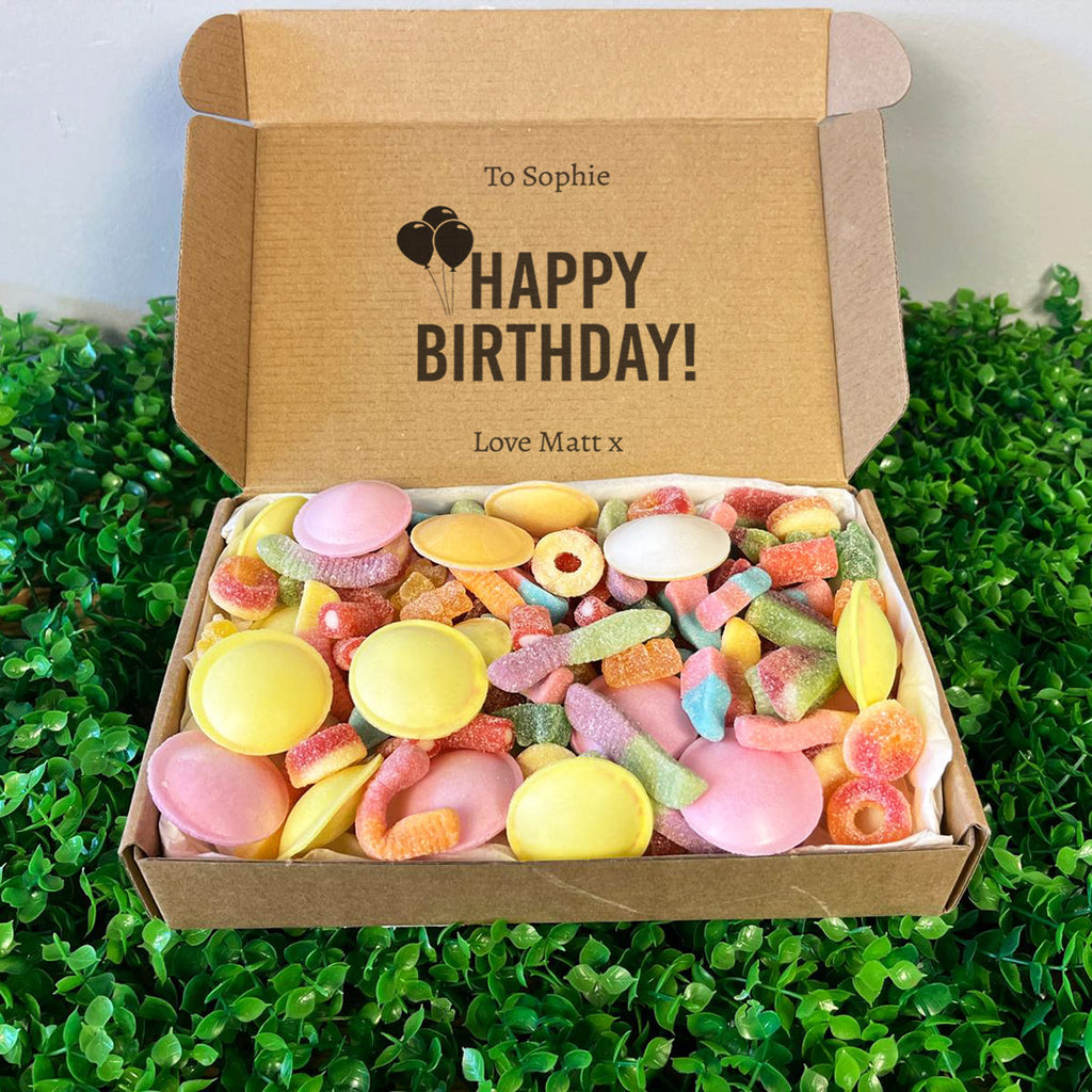 PERSONALISED Happy Birthday with Balloons - Personalised Sweets Box