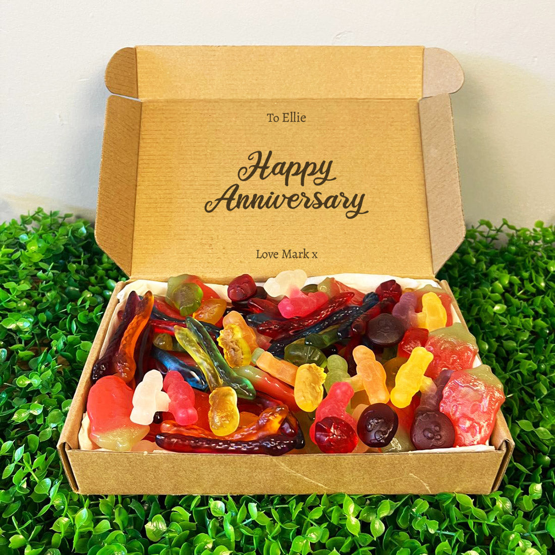 PERSONALISED Happy Anniversary Script - Personalised Sweets Box