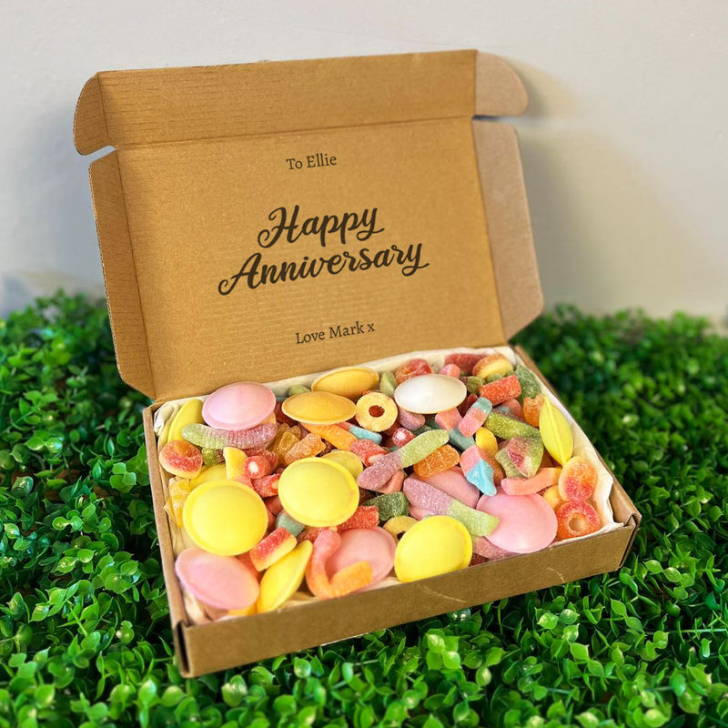 PERSONALISED Happy Anniversary Script - Personalised Sweets Box