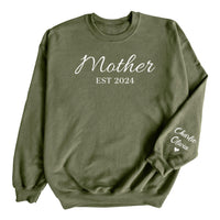 PERSONALISED Mother Est & Sleeve Name Print - All Styles - Mum T-Shirt, Sweater & Hoodie