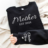 PERSONALISED Mother Est & Sleeve Name Print - All Styles - Mum T-Shirt, Sweater & Hoodie