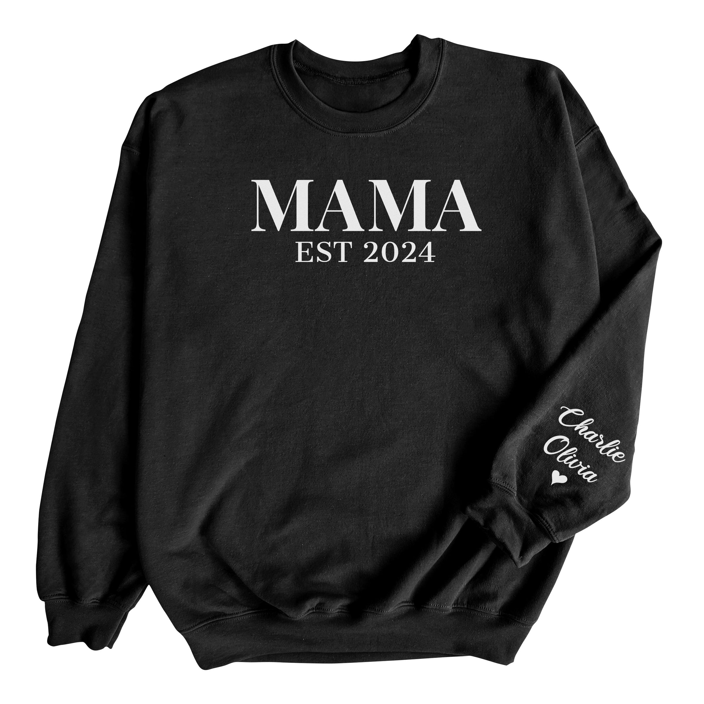 PERSONALISED Mama Est & Sleeve Name Print - All Styles - Mum T-Shirt, Sweater & Hoodie