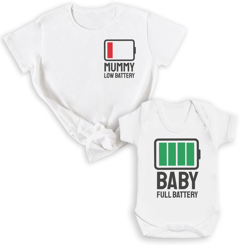 Baby Low Battery - Matching Gift Set - Baby Bodysuit