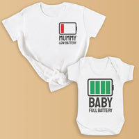 Baby Low Battery - Matching Gift Set - Baby Bodysuit