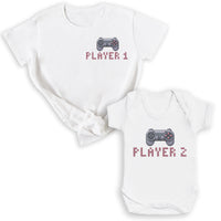 Player One & Player Two - Matching Gift Set - Baby Bodysuit