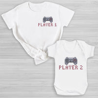 Player One & Player Two - Matching Gift Set - Baby Bodysuit