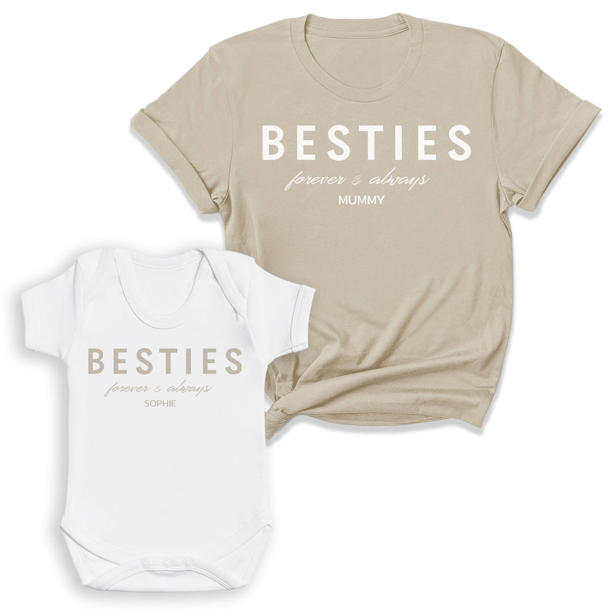 PERSONALISED Besties - Baby T-Shirt & Bodysuit / Mum T-Shirt