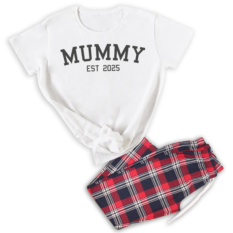 PERSONALISED Mummy EST - Pyjamas - Top & Tartan PJ Bottoms