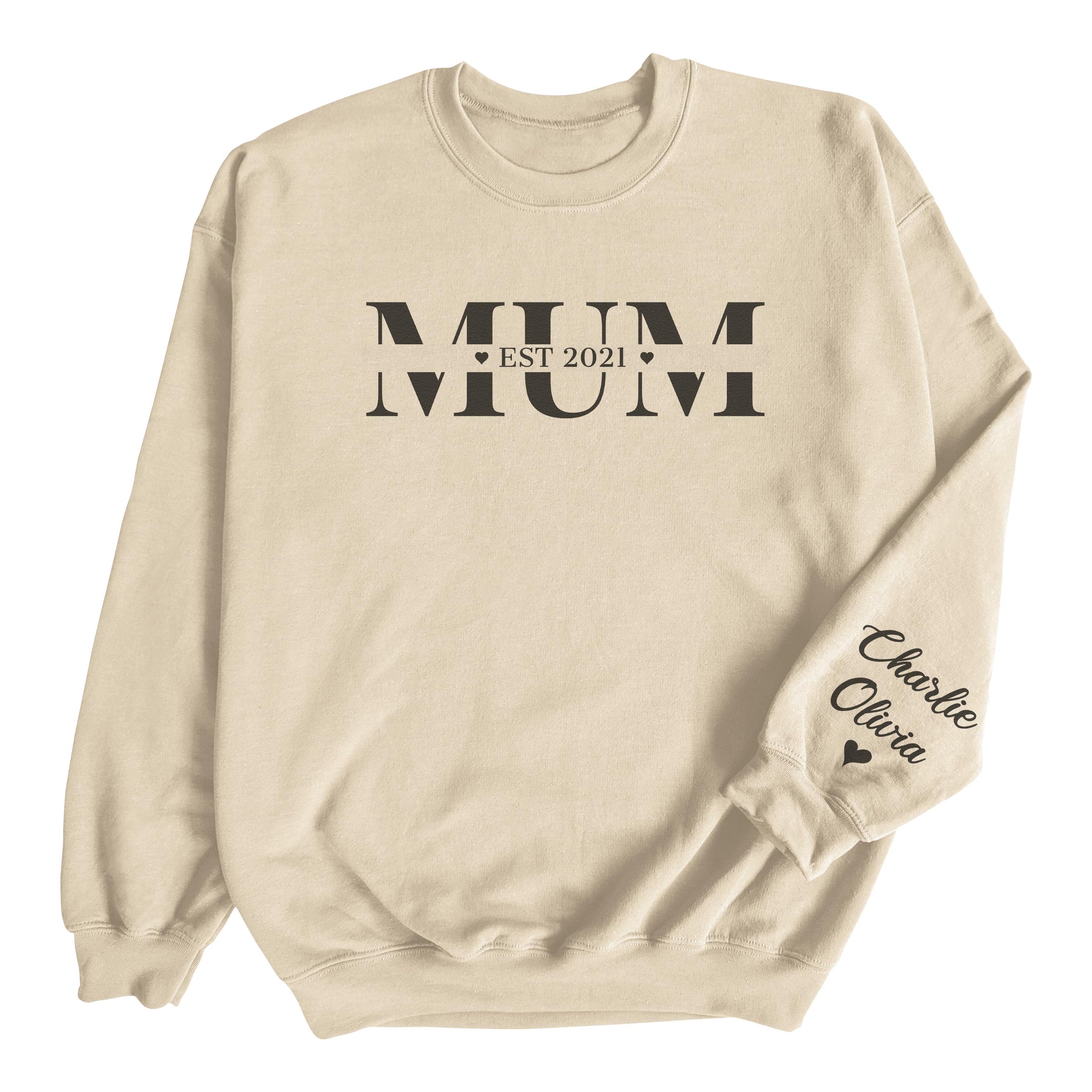 PERSONALISED MUM Est & Sleeve Name Print - All Styles - Sweater & Hoodie